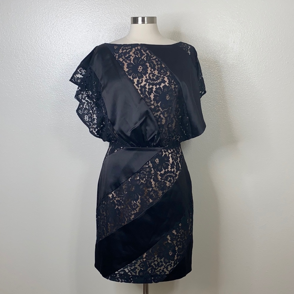 Jessica Simpson Black Satin Lace Dress